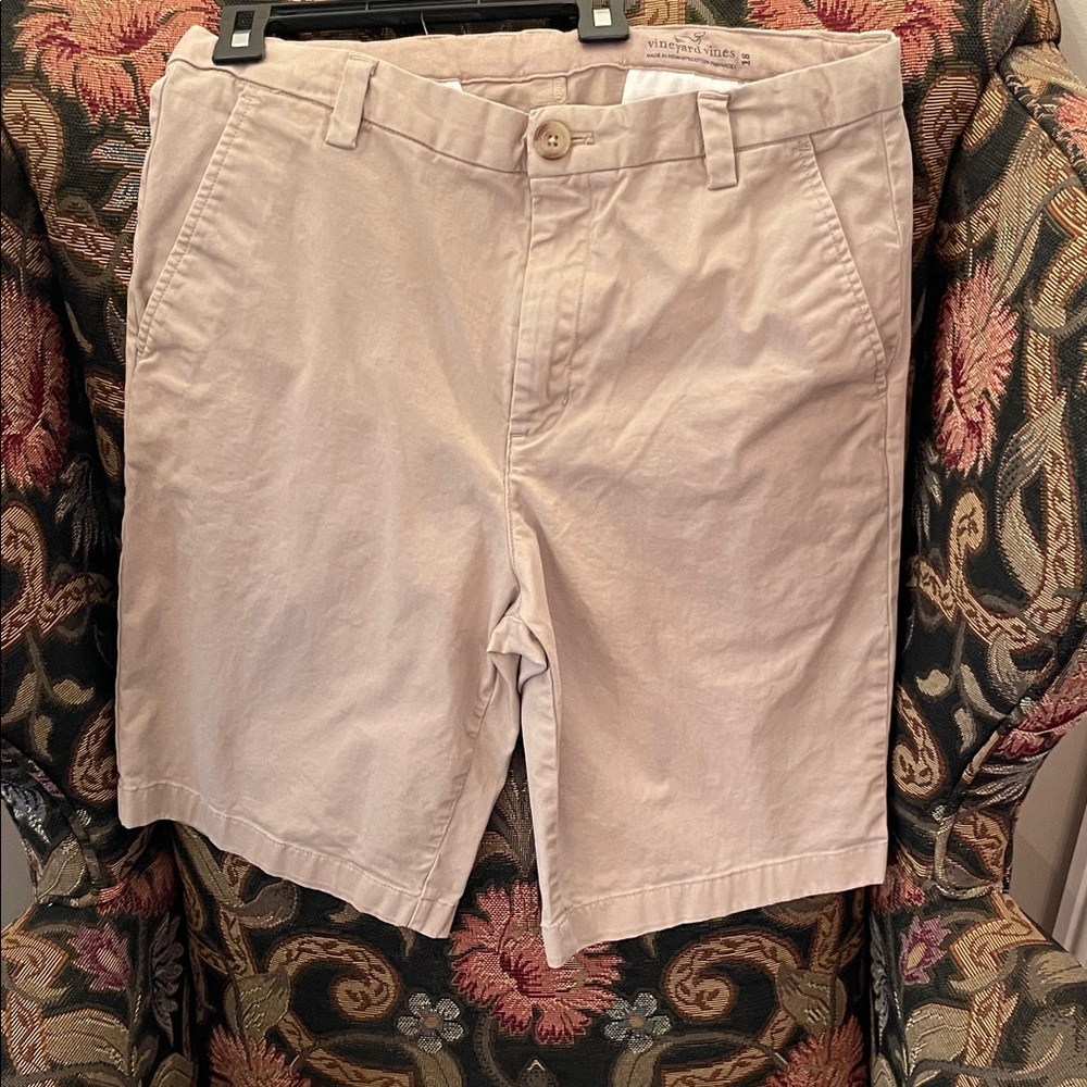 Vineyard Vines Boys 18 Khaki Adjustable Waist Flat Front Shorts Cotton & Spandex